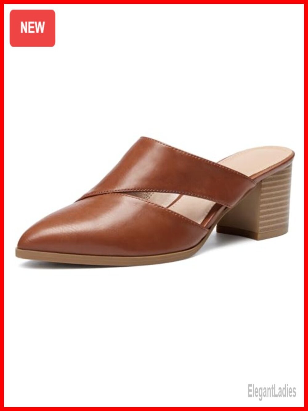Cutout Backless Mules Chunky Stacked Heel Slip On Closed Toe Sandals